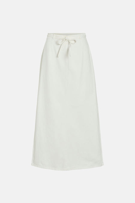 VIPAL HW ANCLE DENIM SKIRT WHITE