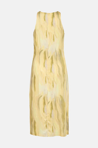 Robe sans manches jaune de VILA® avec imprimé abstrait et fermeture éclair à l'arrière.