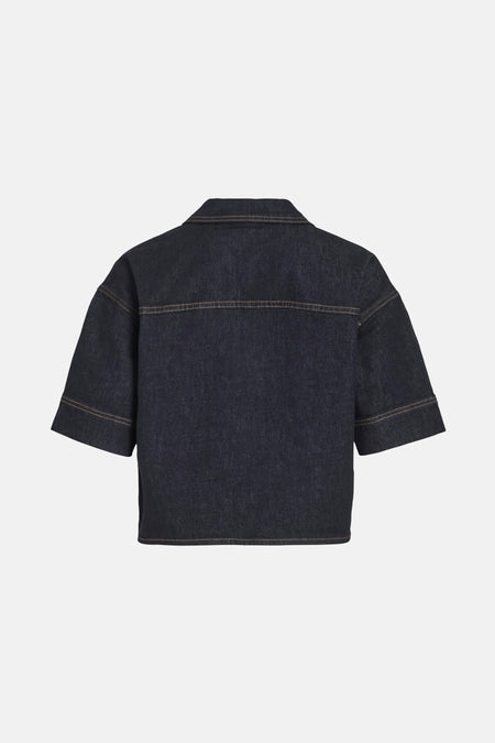 VILEVA V-NECK 2/4 DENIM TOP DBD