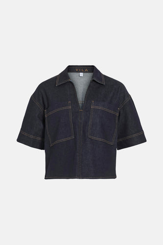 Blouse à manches courtes - dark blue denim - VILA®