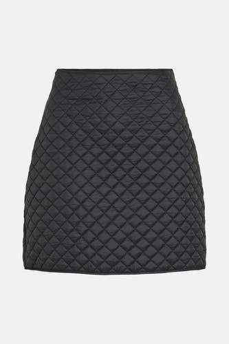 Jupe courte noire de VILA®, avec un motif à carreaux rayé et une subtile texture.