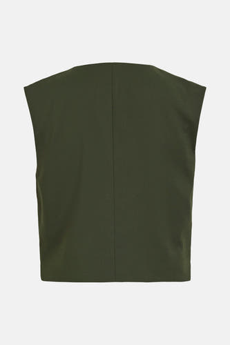 Veste verte sans manches VILA®, avec une coupe ajustée et une couture au milieu sur le dos.