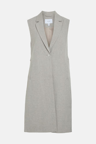 Blazer gris de VILA avec col revers et détail de boutons sur les côtés, le dos.