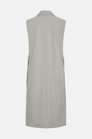 Blazer gris de VILA avec col revers et détail de boutons sur les côtés, le dos.