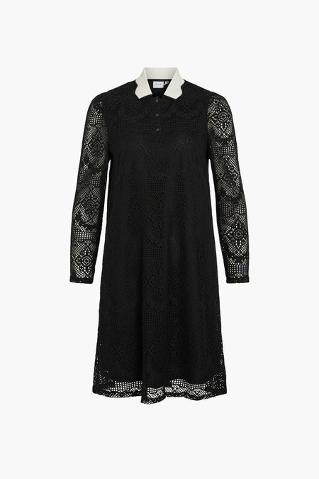 VISARA L/S CROCHET DRESS
