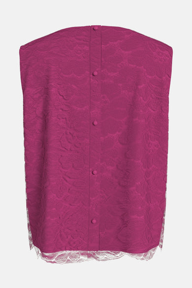 Roze hemd met korte mouwen van VILA®, met textuur en knoopsluiting op de rug en kanten rand.

