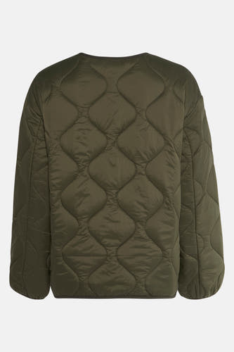 Manteau court vert de VILA, avec un motif à carreaux rayé et des manches longues, vu de l'arrière.