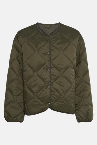 Manteau court vert de VILA®, avec un motif à carreaux et une fermeture à boutons.