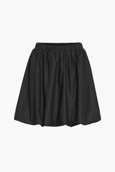 Jupe courte noire de VILA, avec une ceinture élastique et une silhouette ballon.