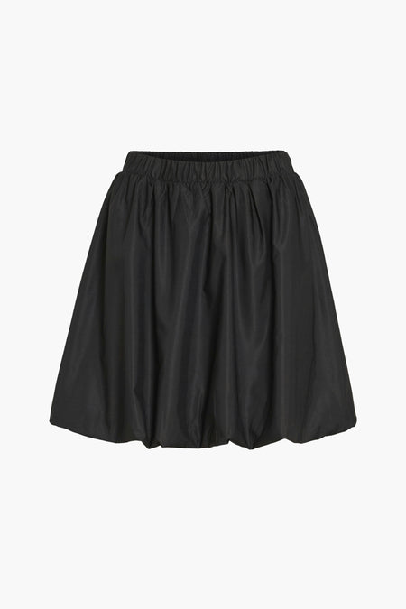 Jupe courte noire de VILA, avec une ceinture élastique et une silhouette ballon.