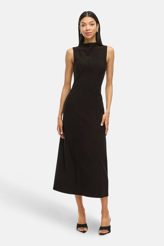 VIANYA FUNNELNECK S/L MIDI DRESS/BFS