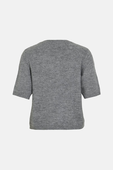 Gilet gris VILA® avec des manches courtes et une fine texture tricotée.