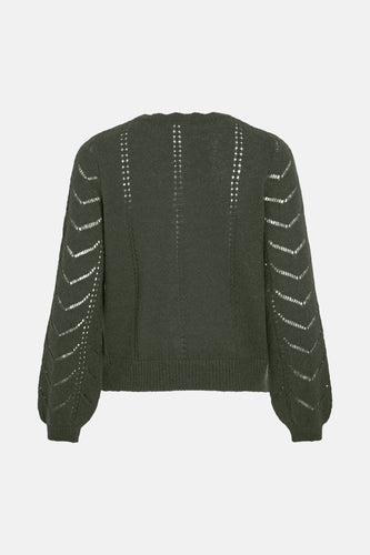 VITULI O-NECK L/S DETAIL KNIT CARDI/TES