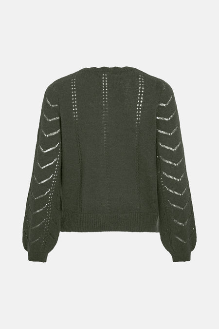 VITULI O-NECK L/S DETAIL KNIT CARDI/TES