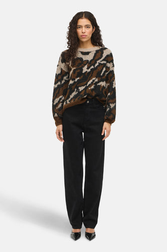 VILOMA O-NECK L/S JACQUARD KNIT TOP