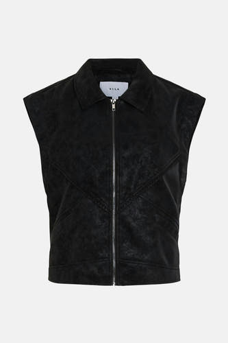 Gilet bodywarmer noir de VILA, avec une fermeture éclair à l'avant et un col.