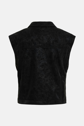 Gilet chauffant noir de VILA® avec col et rembourrage des épaules, côté dos.