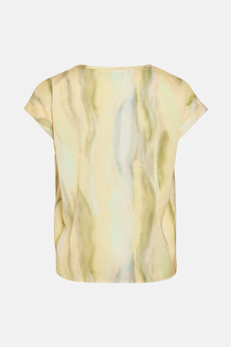 T-shirt jaune à manches courtes de VILA®, avec un motif abstrait aquarelle.