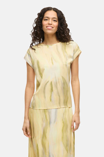 T-shirt jaune à manches courtes de VILA®, avec un motif abstrait aquarel.