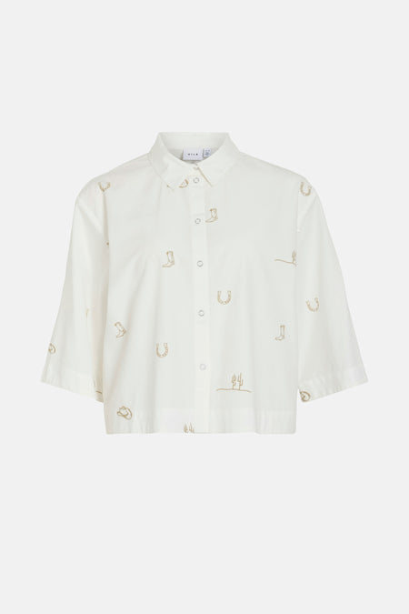 VIGIULIA 3/4 EMBROIDERY SHORT SHIRT