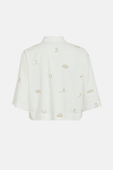 VIGIULIA 3/4 EMBROIDERY SHORT SHIRT