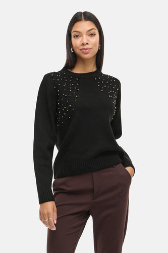 VILANIE O-NECK L/S DECO KNIT TOP