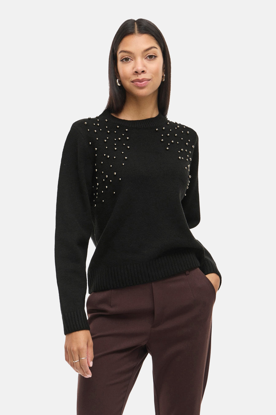 VILANIE O-NECK L/S DECO KNIT TOP