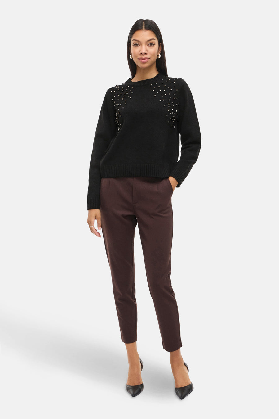 VILANIE O-NECK L/S DECO KNIT TOP