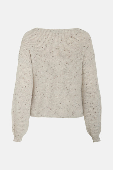 Gilet beige de VILA®, avec des manches longues et un motif tricoté fin en côtes.