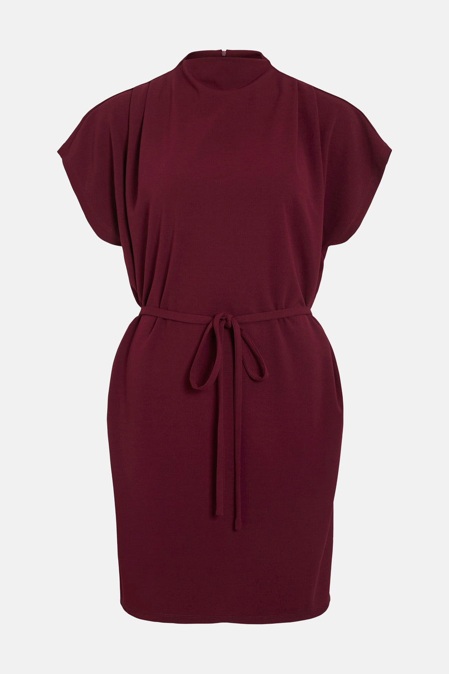 T-shirt Bordeaux à manches courtes de Vila, avec ceinture autour de la taille.
