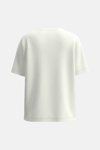 T-shirt blanc à manches courtes de VILA, vu de derrière, avec une subtile texture.