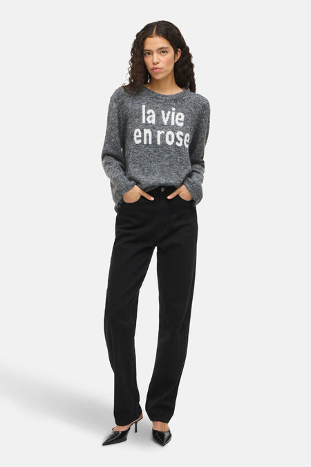 VIMELIE O-NECK L/S DETAIL KNIT TOP/R