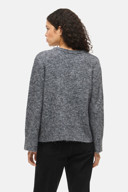 VIMELIE O-NECK L/S DETAIL KNIT TOP/R