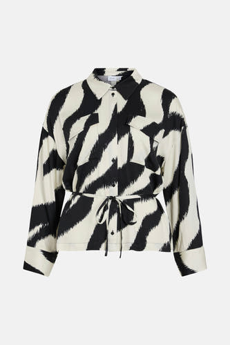 T-shirt noir à manches longues de VILA®, avec un motif zébré abstrait et des manches longues.