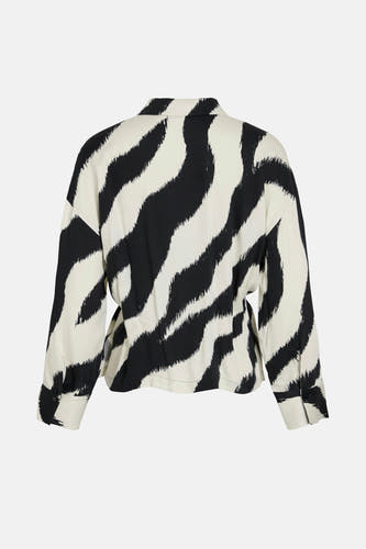 Zwart lang mouwen hemd van VILA®, met een abstract zebrapatroon en lange mouwen.