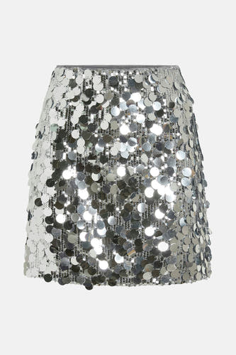 Robe courte de couleur argentée de Vila, ornée de paillettes scintillantes pour un aspect festif.