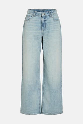 Jean bleu clair large de Vila avec une taille haute et une structure denim classique.