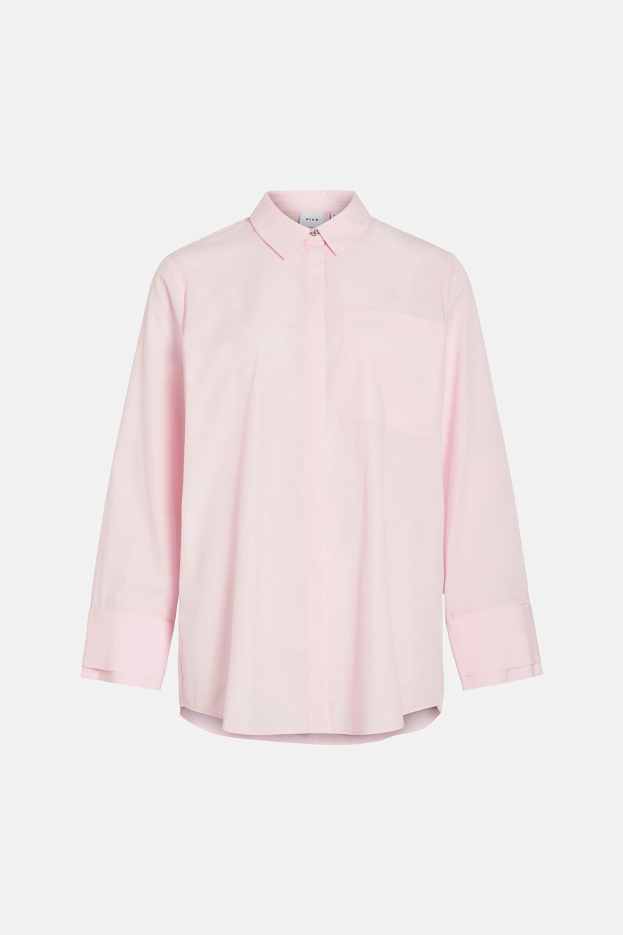 Chemise rose à manches longues de VILA, avec une poche poitrine et une fermeture boutonnée.