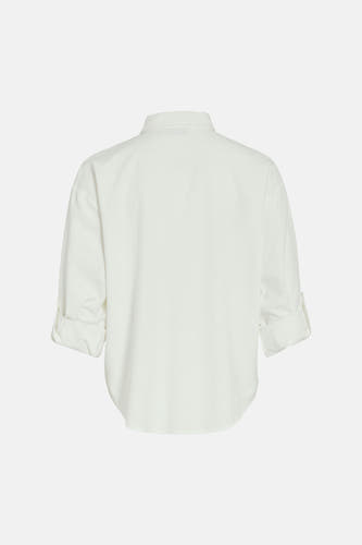 Chemise blanche à manches longues de VILA, dos, manches retroussées et col classique.