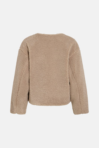 Beige teddy jas, achterkant.