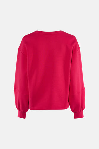 Roze sweater van VILA® met lange mouwen en een ronde hals, achterkant getoond.
