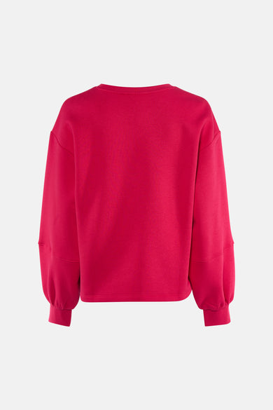 Roze sweater van VILA® met lange mouwen en een ronde hals, achterkant getoond.