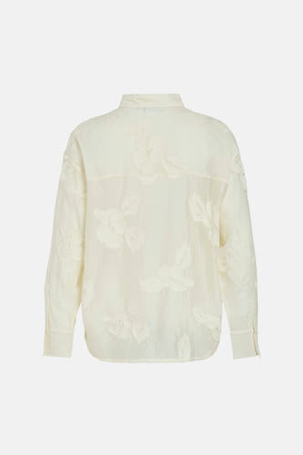 Chemise beige à manches longues pour femme de VILA®, avec motif floral et col classique.