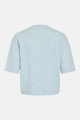 Gilet bleu de Vila, à manches courtes et avec une subtile texture chinée.