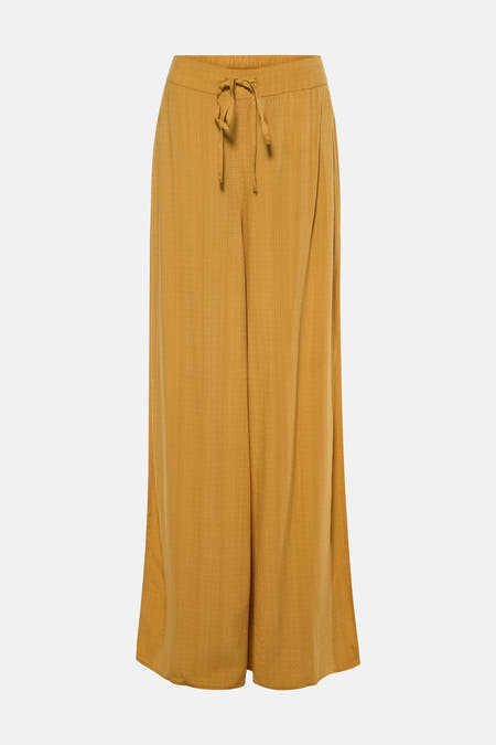 Pantalon jaune de VILA avec un motif subtil et un cordon de serrage à la taille.