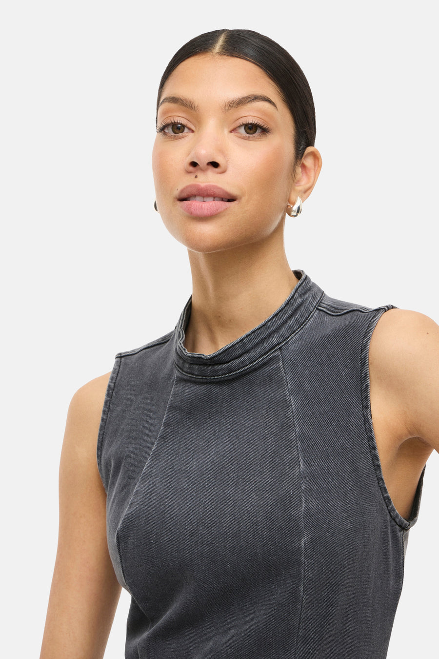 VINONA S/L MIDI DENIM DRESS