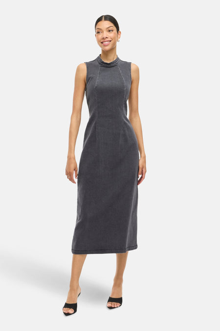 VINONA S/L MIDI DENIM DRESS