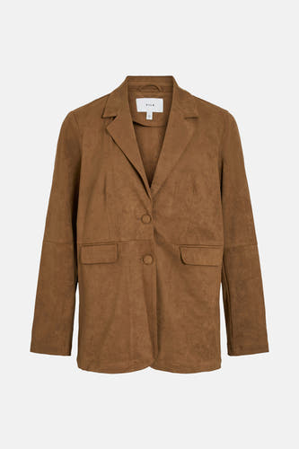 Manteau brun de VILA avec longues manches, col et poches.