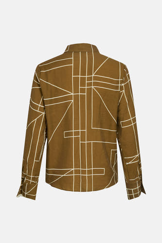 Chemise brune à longues manches de VILA®, avec un motif de lignes géométriques sur le dos.