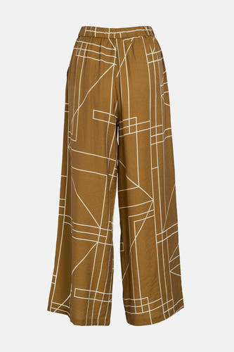 Pantalon marron de VILA® avec un motif de lignes géométriques et des jambes larges.